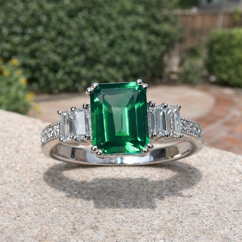 Light green Silver Ring - Picture 2 of 5